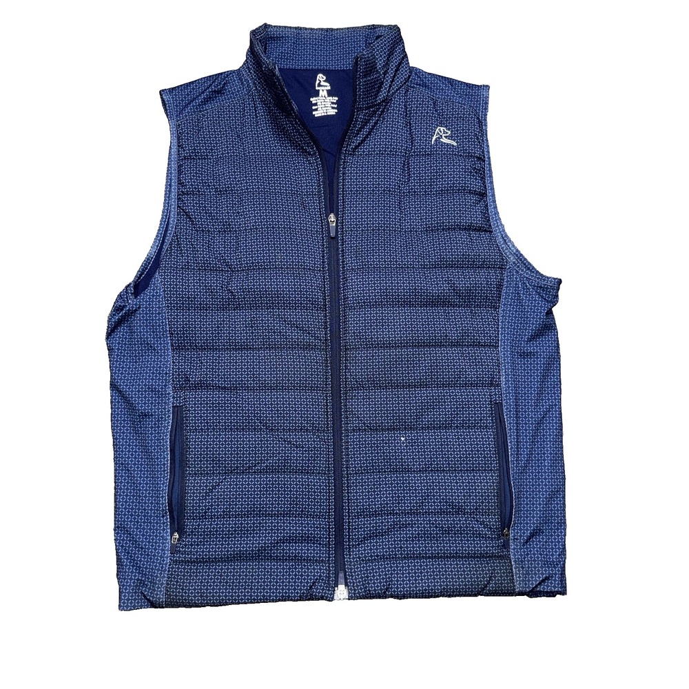 Rhoback Mens Fulton Performance Quilted Vest Navy Blue Full Zip Golf Medium